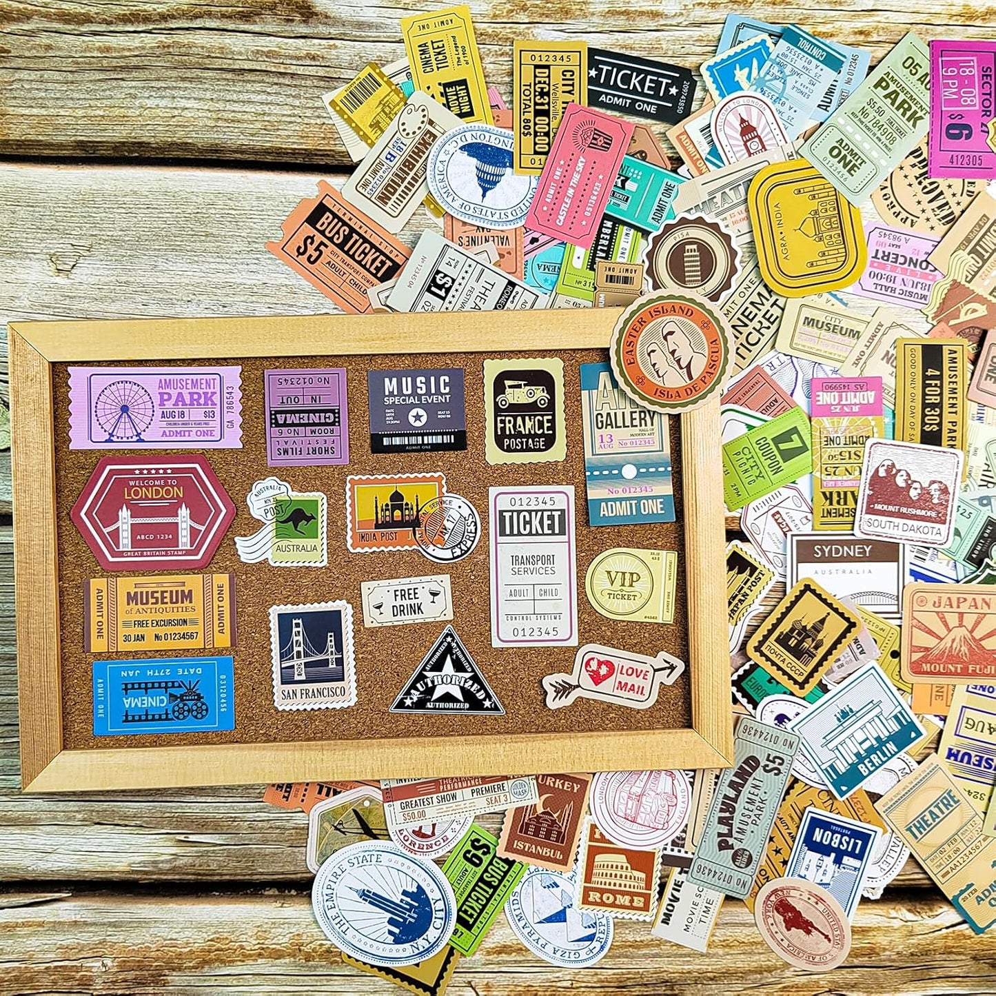 Prstincol 300 Pcs Vintage Travel Stickers Ticket Stickers for Journaling,Luggage Sticker Stub Vintage Sticker for Junk Journal Crafts Laptop Water Bottle Album Scrapbook