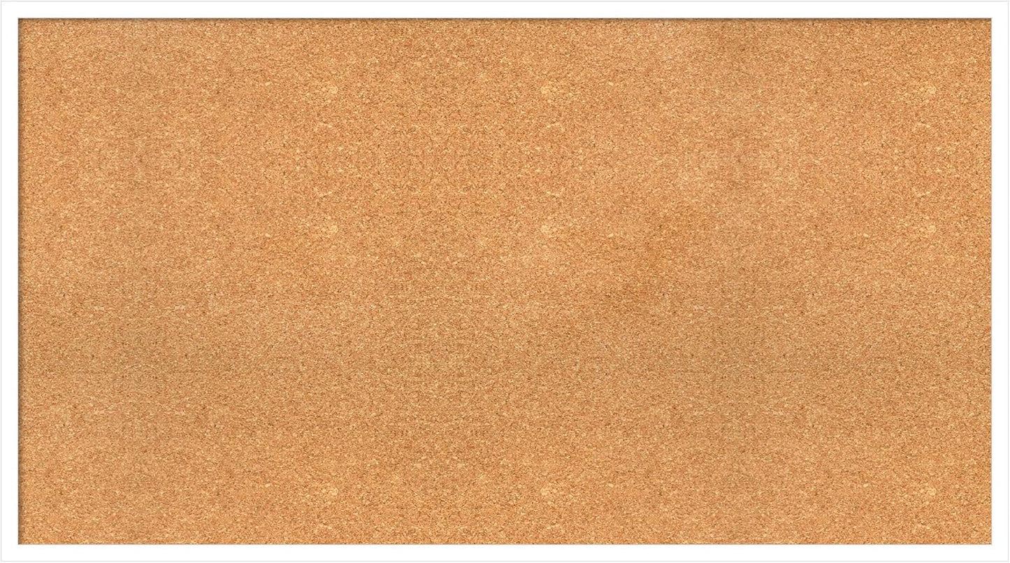 Amanti Art Natural Cork Board for Wall, 25x45 Vision Board with White Frame, Oversize Corkboard Office Decor for Home Organization, Modern Corkboard Pinboard to Display Items for Home Organization in