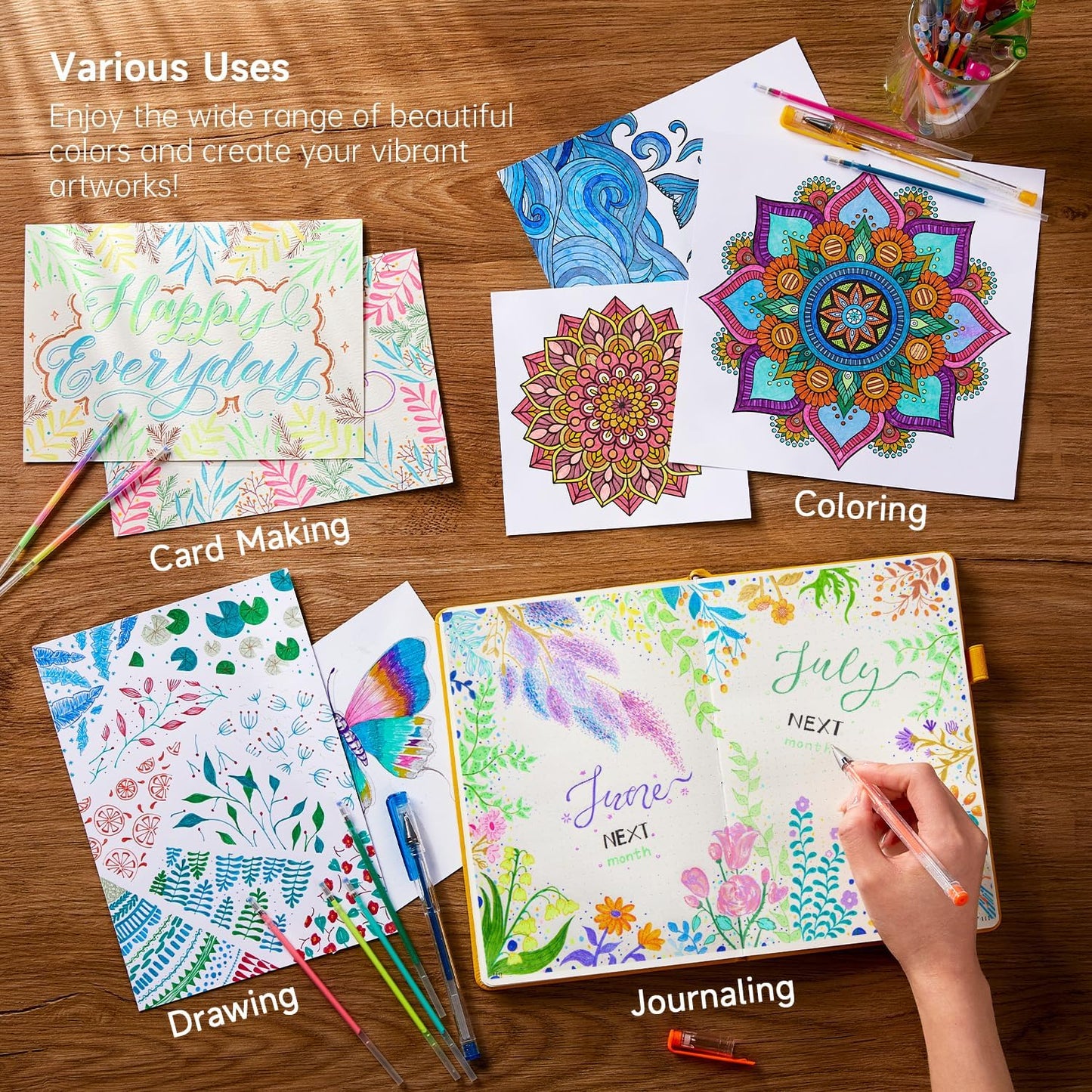 Gel Pen Refills, Shuttle Art 140 Colors (No Duplicates) Gel Pen Refills, 7 Color Types for Kids Adults Coloring Books Drawing Doodling Crafts Scrapbooking Journaling