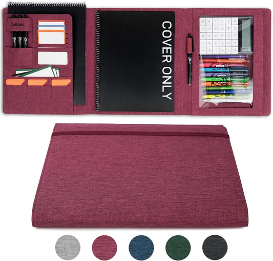 Sturdy Planner Cover for Rocketbook Smart Notebook - Water-Resistant Fabric Padfolio, Business Padfolio with Zipper Pen Pocket, Fits 8.5 x 11 Letter Size, Rocketbook Accessories (Fuchsia)