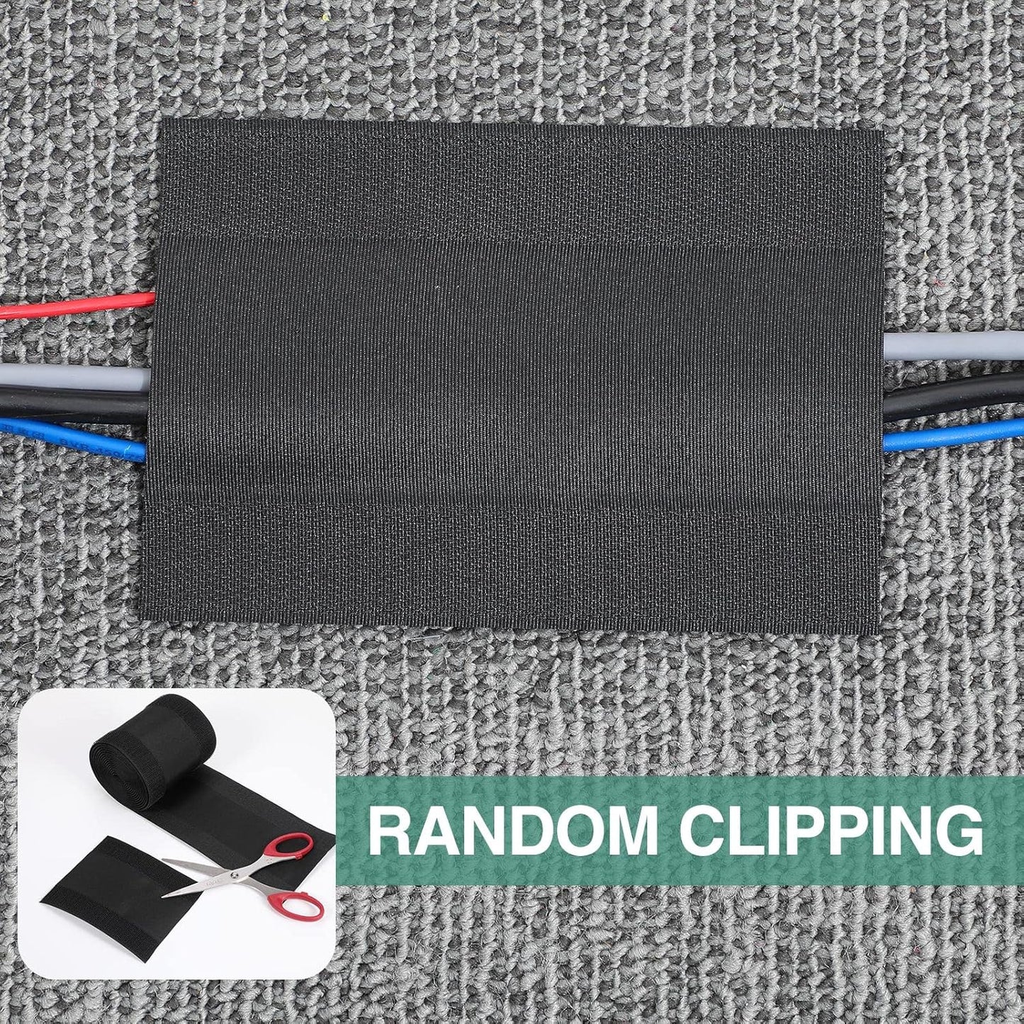 WILLBOND Carpet Cord Cover Cable Grip Floor Cover Cable Protector Management Only for Commercial Office Carpet(Black,98.43 ft)