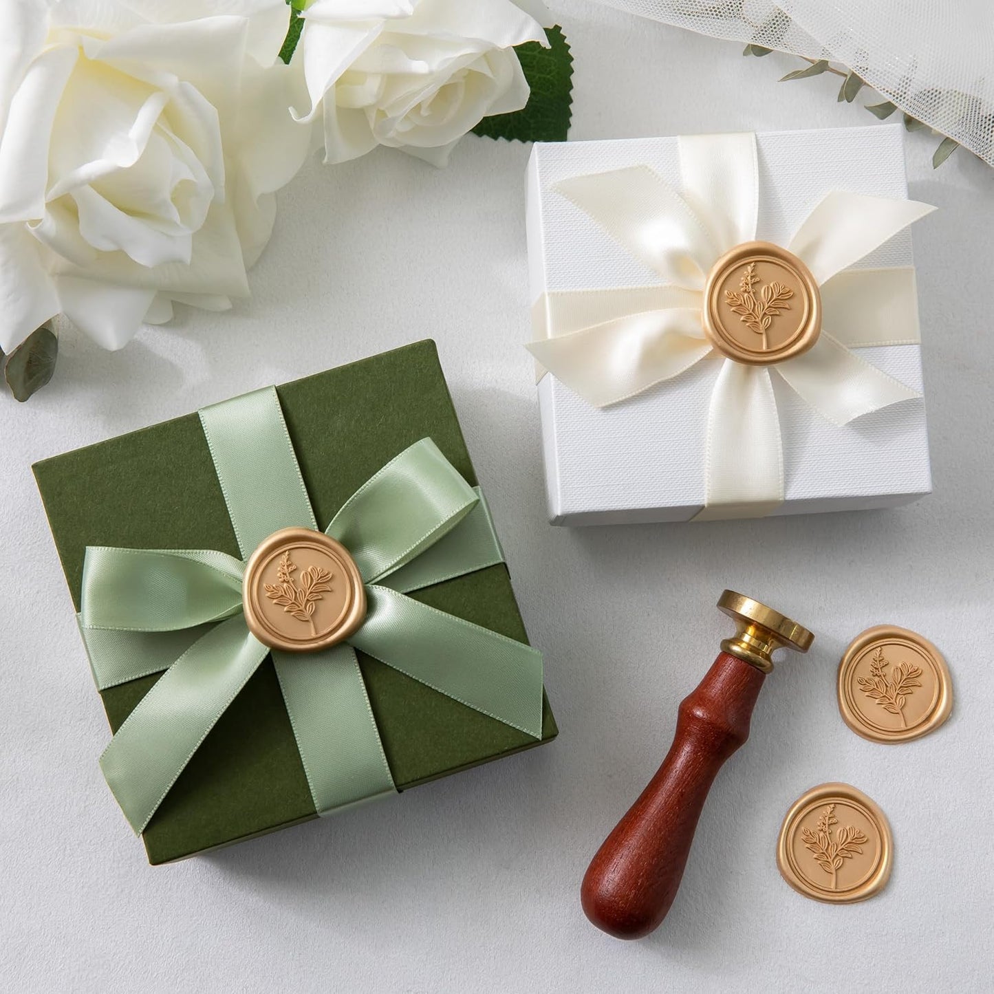 60 Pcs Gold Wax Seal Stickers, Wedding Invitation Accessories Envelope Stickers - Peferct for Wedding Accessories, Gift Box Craft Wrapping, Christmas Cards Envelope Seals (Gold)