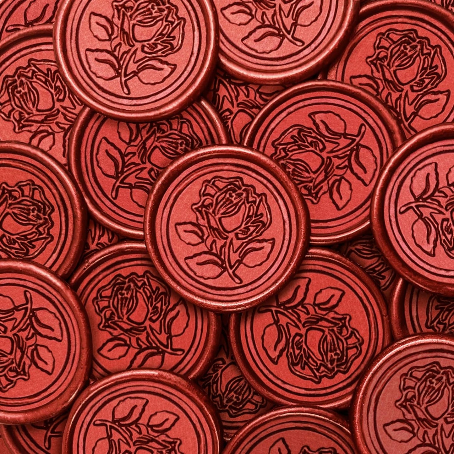 100Pcs Wax Seal Stickers Handmade Envelope Seals Self Adhesive Wax Stickers for Wedding Party Invitations, Envelope, Gift Wrap, Christmas(Rose Style, Red)