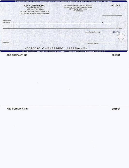 Computer Checks on Top - Custom Laser Business Checks Compatible with QB accounting software, Blue (5000)