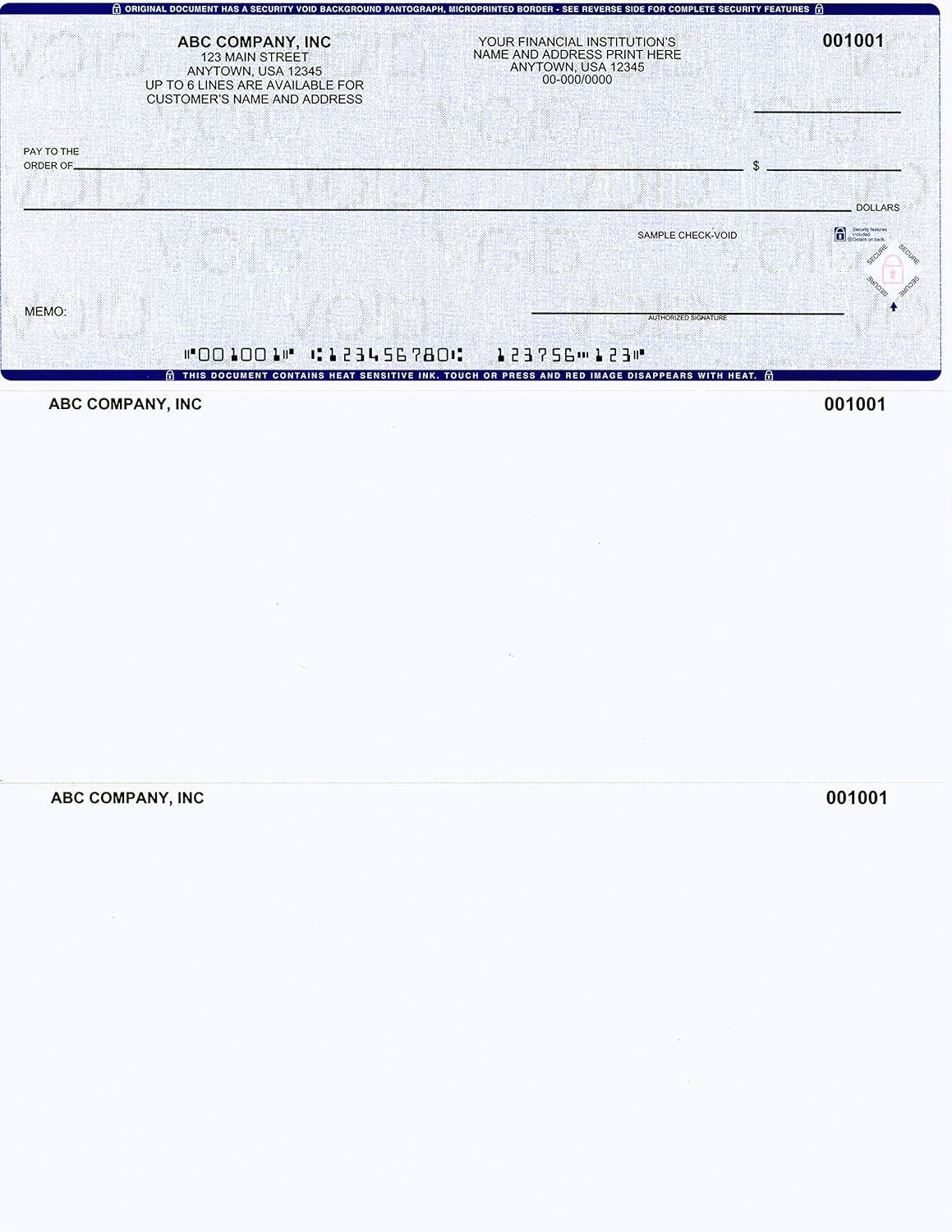 Computer Checks on Top - Custom Laser Business Checks Compatible with QB accounting software, Blue (2000)