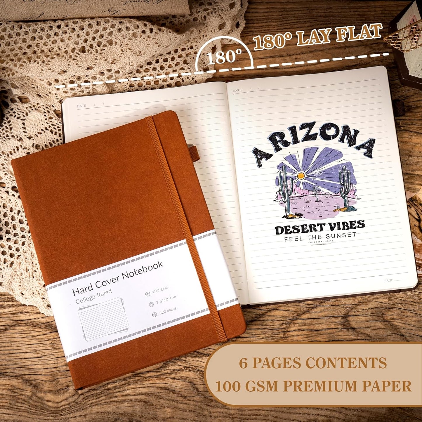 CAGIE B5 Journal Notebook for Men Women 320 Pages 100 Gsm Paper Vintage Journaling Notebooks A5 Hardcover Leather Journals for Writing Travel Work Note Taking Diary, 7.6x10 In, Brown