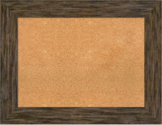 Amanti Art Natural Cork Board for Wall, 27x35 Vision Board with Brown Wood Frame, Medium Corkboard Office Decor for Home Organization, Rustic Farmhouse Corkboard Pinboard to display items for home