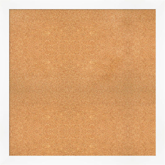 Amanti Art Natural Cork Board for Wall, 35x35 Vision Board with White Frame, Large Corkboard Office Decor for Home Organization, Modern Corkboard Pinboard to Display Items for Home Organization in