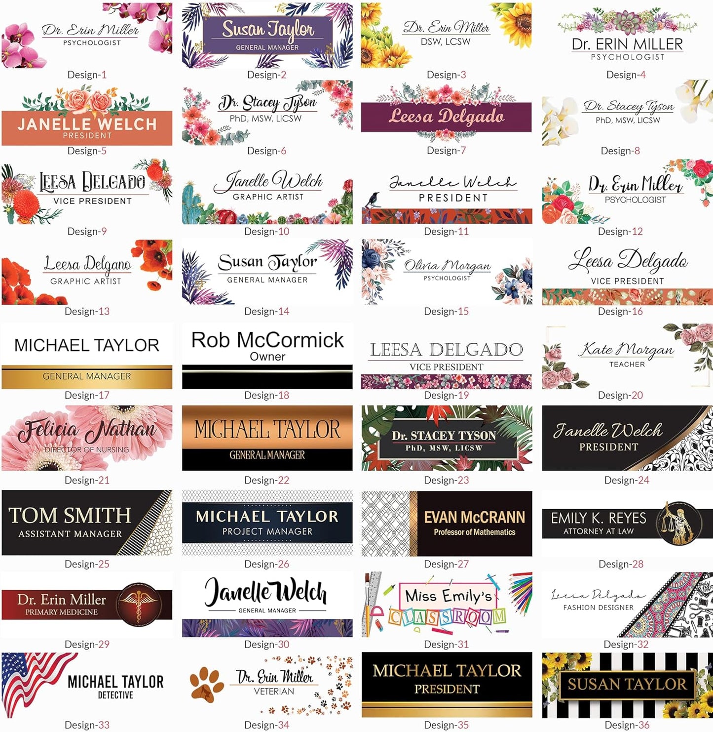 ARTBLOX | Personalized Name Plate for Desk, Custom Name Plate, Office Sign, Acrylic Desk Decor, Floral Name sign, Realtor Gift