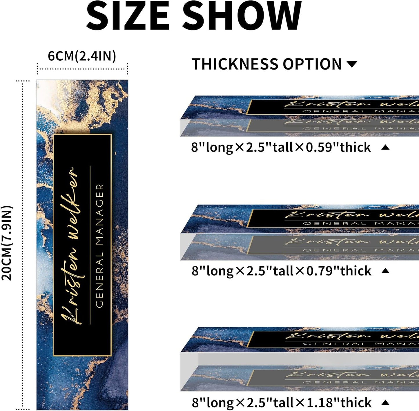 Desk Name Plate Personalized, Custom Name Plate for Desk, Office Desk Decor for Women and Men, Employee Appreciation Gifts Office Gifts for Boss, Manager, Teacher, Nurse (Blue Marble)