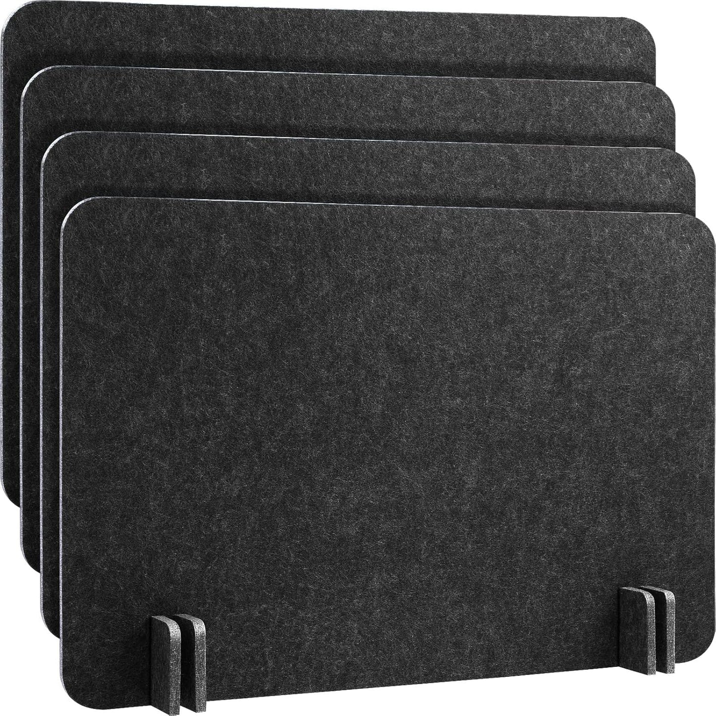 4 Pack Acoustic Desk Divider Desk Partition - Freestanding Privacy Panel 16 x 24 Inches Noise Reducing Partition for Office Table Standing Student Study Reception Area(Black Gray)