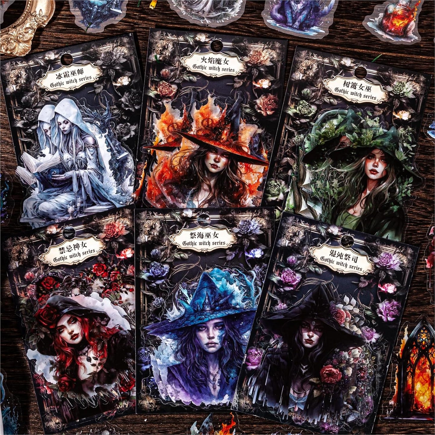 Alideco 120pcs Scrapbook Stickers Witch Girls Tarot People Scrapbooking Junk Journal Crafts Embelishment Decoration Diary Stickers (getenvwu)