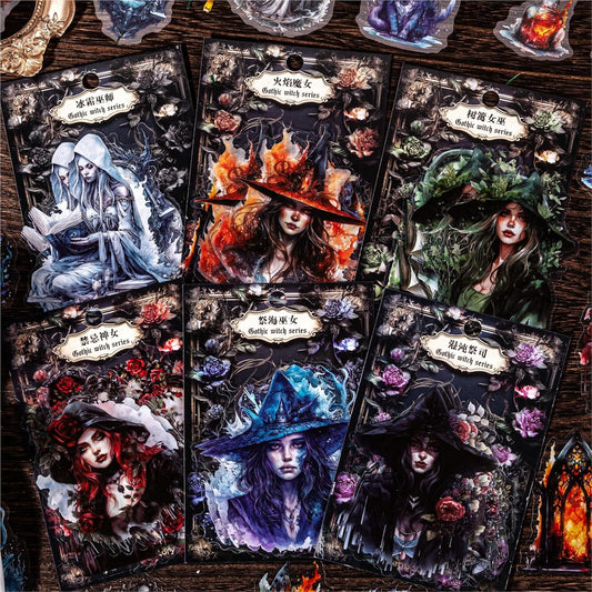 Alideco 120pcs Scrapbook Stickers Witch Girls Tarot People Scrapbooking Junk Journal Crafts Embelishment Decoration Diary Stickers (getenvwu)