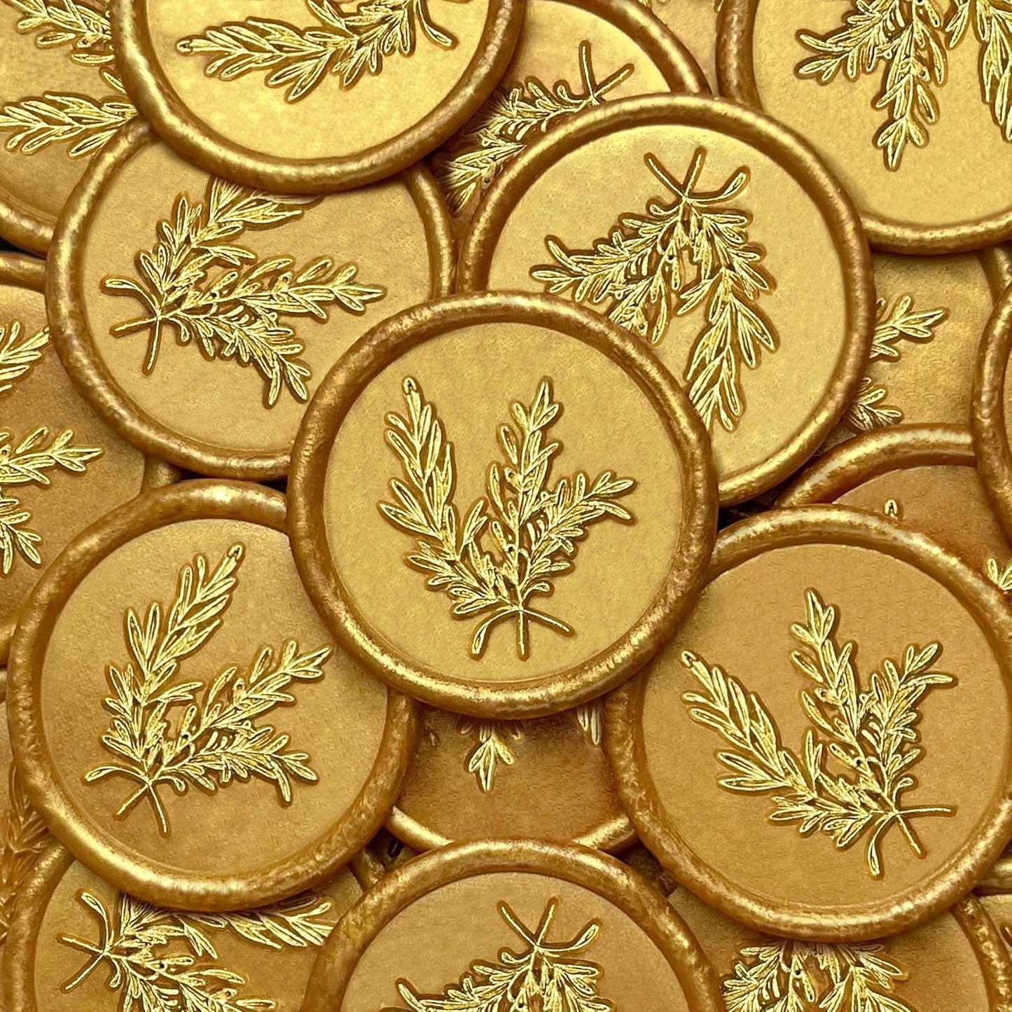 100Pcs Gold Wax Seal Stickers - Handmade Envelope Seals, Self-Adhesive, Wedding Party Invitations, Envelope, Gift Wrap, Christmas (Gold Rosemary Style)