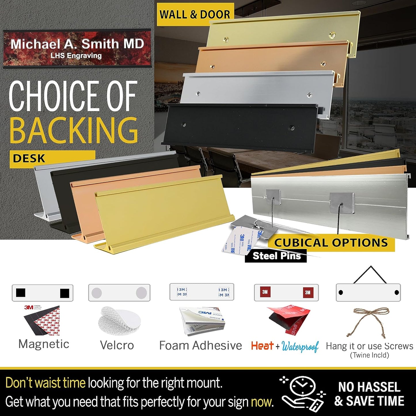 Engraved Custom Door Plate Green Plastic Office Door Sign with White Letters - Made in USA 2x8 B6