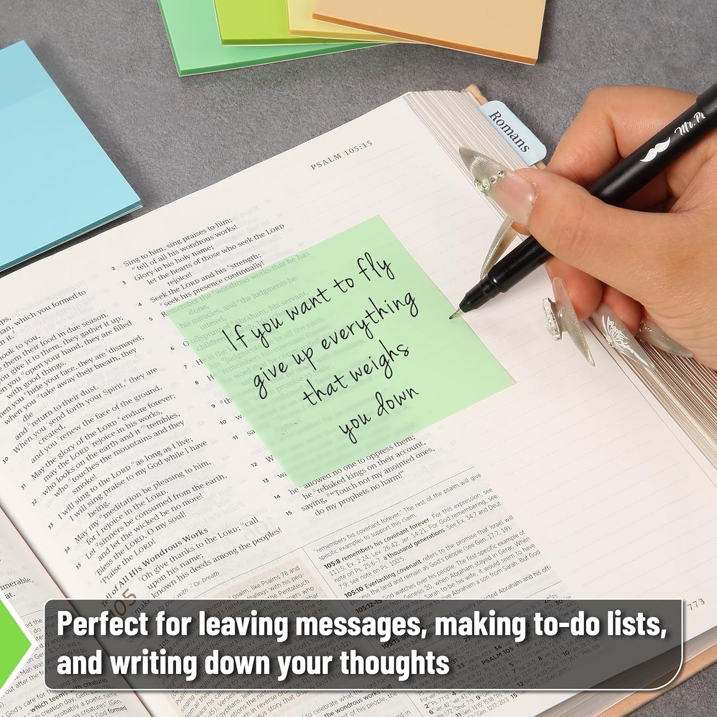 Mr. Pen- Transparent Sticky Notes, 3”x3”, 12 Pads, 600 Sheets, Macron Pastel See Through Sticky Notes