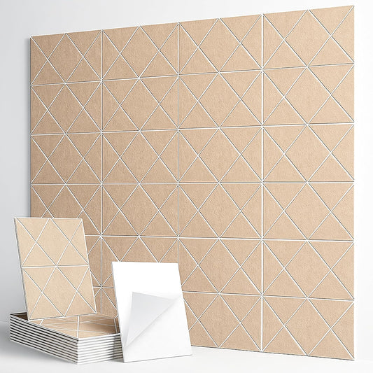 12-Pack Acoustic Panels, 16"x12"x0.4" Large Acoustic Wall Panels, Self-Adhesive Sound Absorbing Panels for Recording Studios & Offices, Camel+White Decorative Acoustic Panels