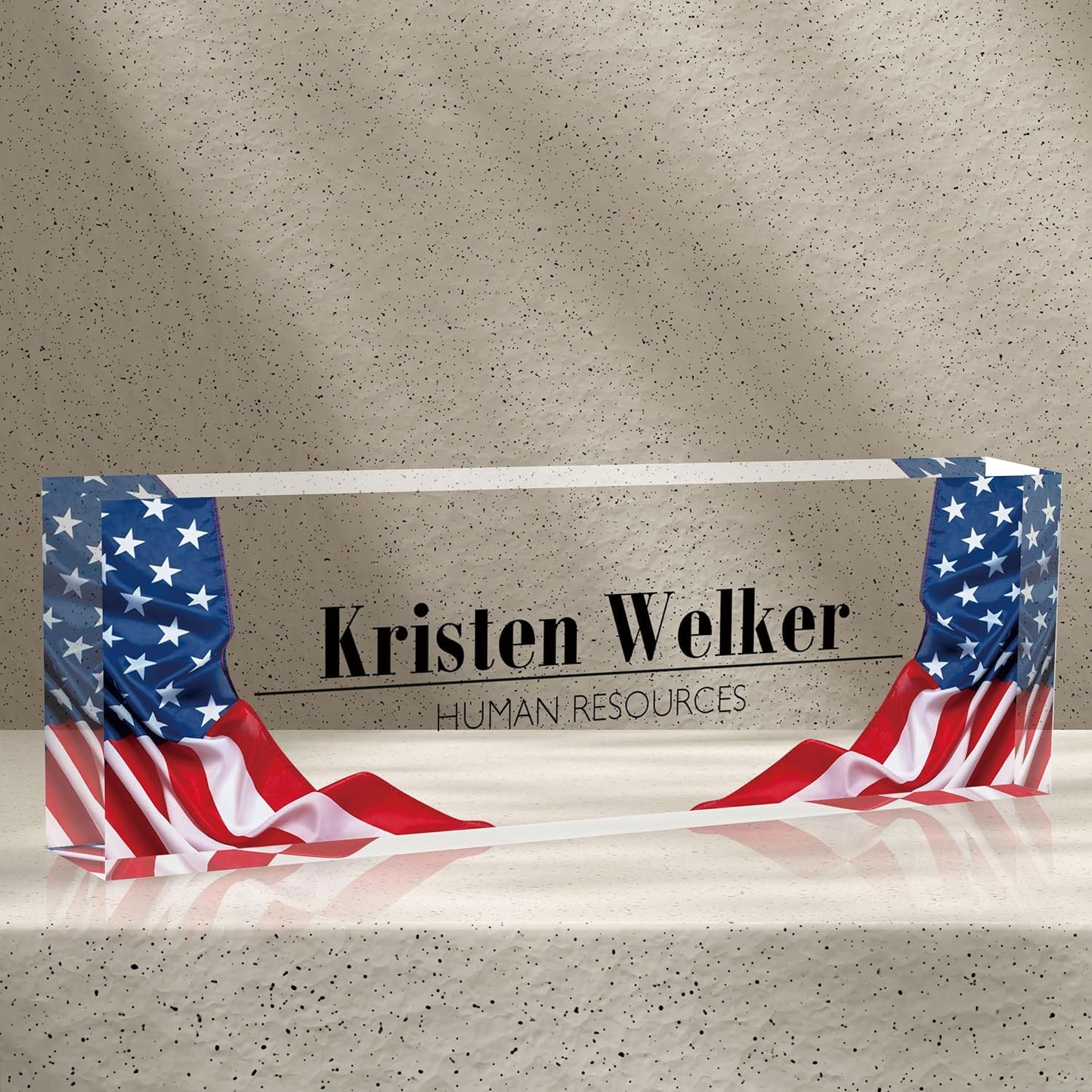 Office Desk Name Plate Personalized, Custom Name Plates for Desks, Name Plate Personalized for Office, Employee Appreciation Gifts (US Flag2)