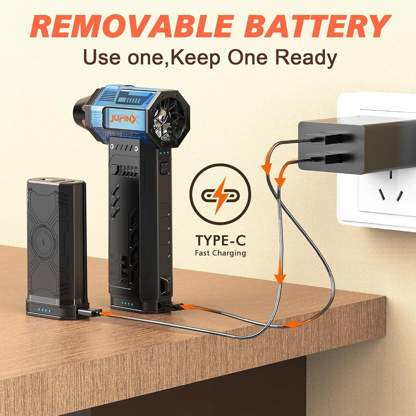 Air Duster -250000RPM Electeic Air Duster, Replaceable Batteries 2pcs,Long Life Cordless mini Blower, 3-Gear Adjustable- Cordless air Duster for Keyboard,PCs,Outdoors,Leaves,Car Cleaning