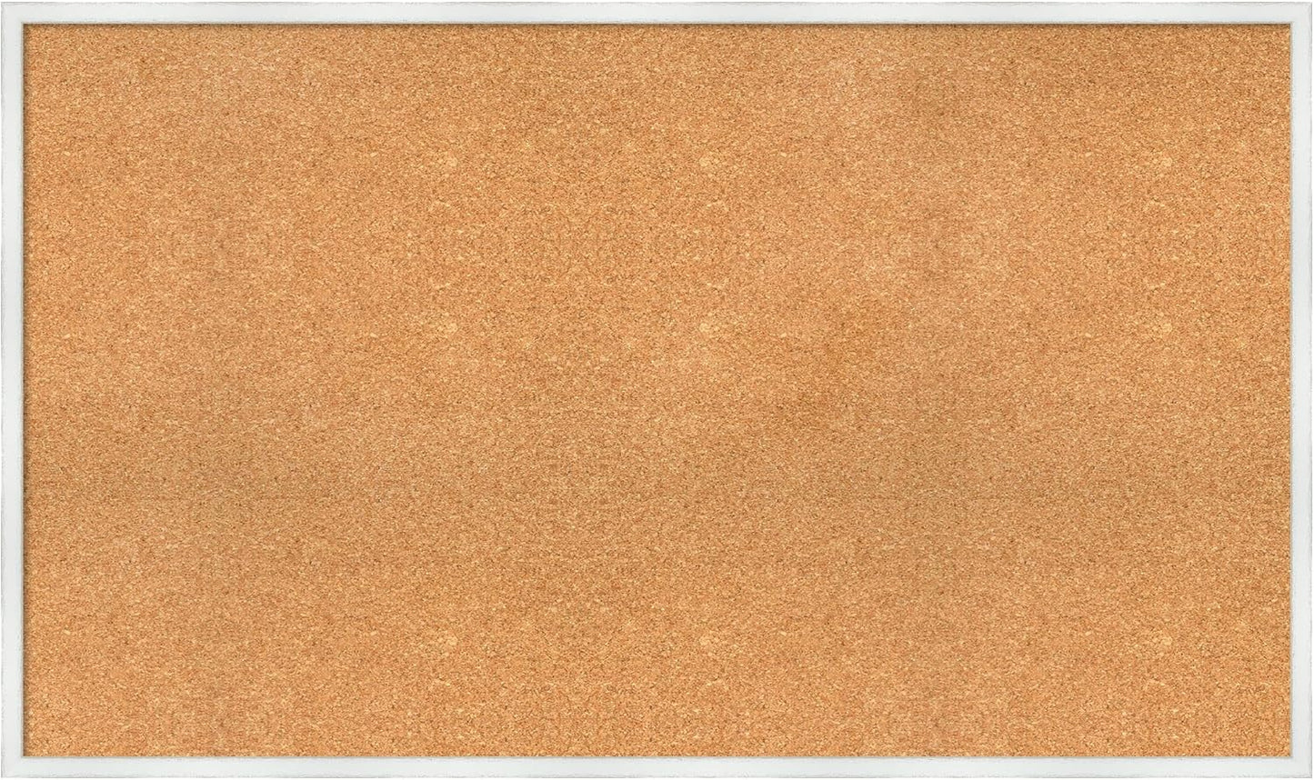 Amanti Art Natural Cork Board for Wall, 29x49 Vision Board with White Frame, Oversize Corkboard Office Decor for Home Organization, Country Rustic Corkboard Pinboard to Display Items for Home