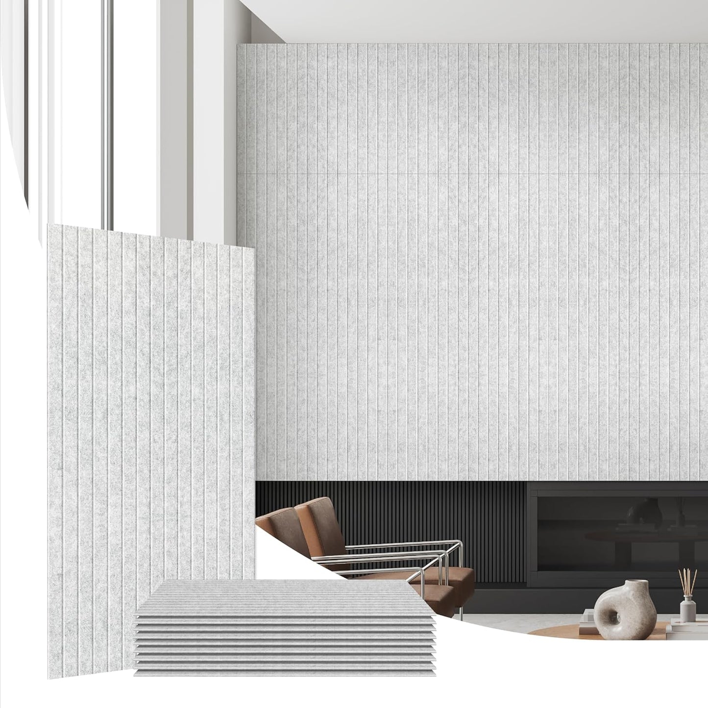 Olanglab Acoustic Wall Panels 10 Pack, 48 x 24 per Acoustic Panels Sound Absorbing, Decorative Sound Panels for Home Studio and Office, Silver Gray