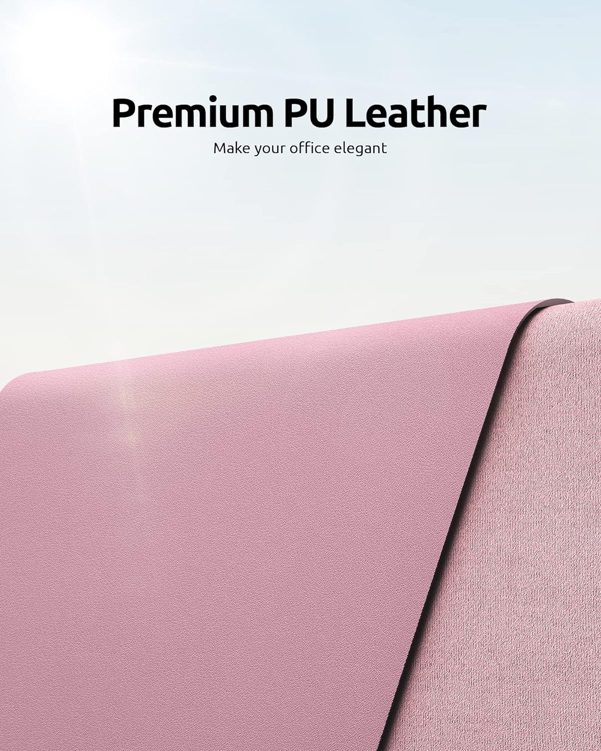 YSAGi Leather Desk Protector, Office Mat, Large Mouse Mat, Non-Slip PU Leather Blotter, Laptop Desk, Waterproof Writing Pad for Office and Home (Pale Mauve, 35.4" x 17")