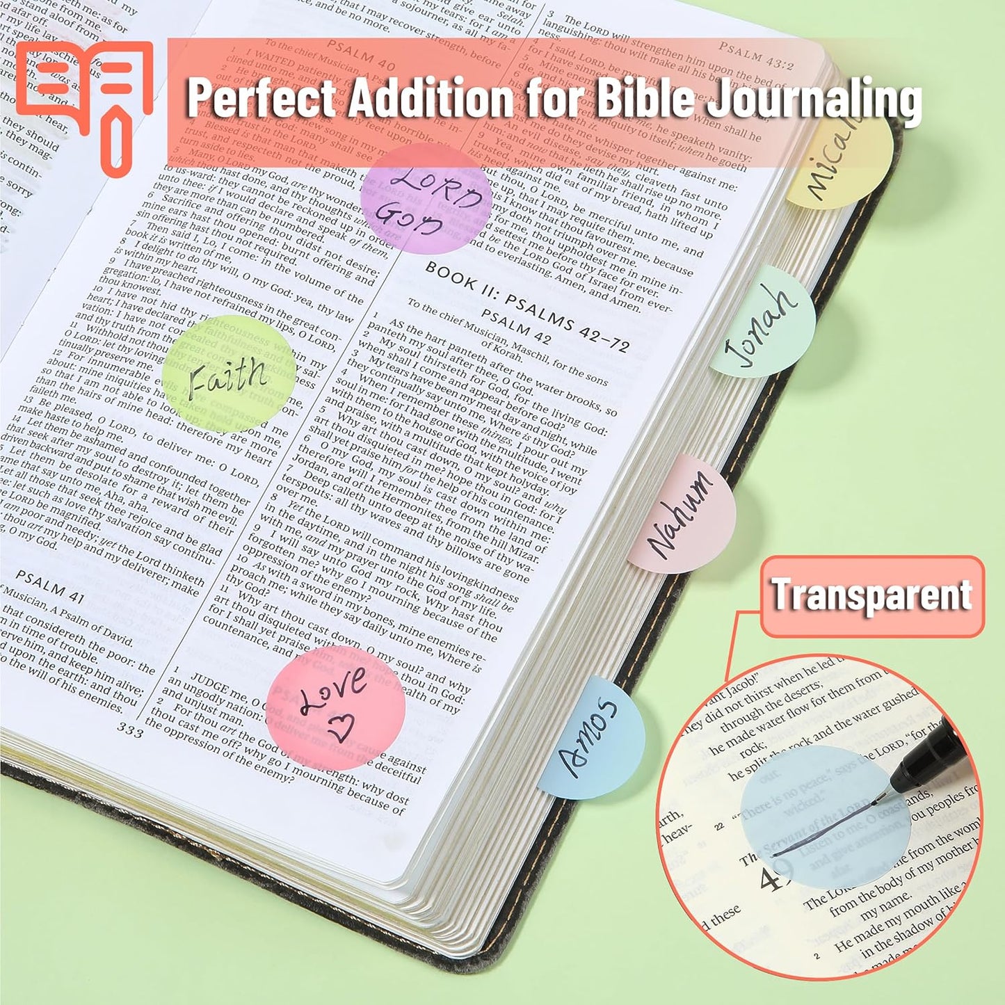 Mr. Pen- Transparent Sticky Note Set, 560Sheets, Colorful, Round Transparent Sticky Notes Set