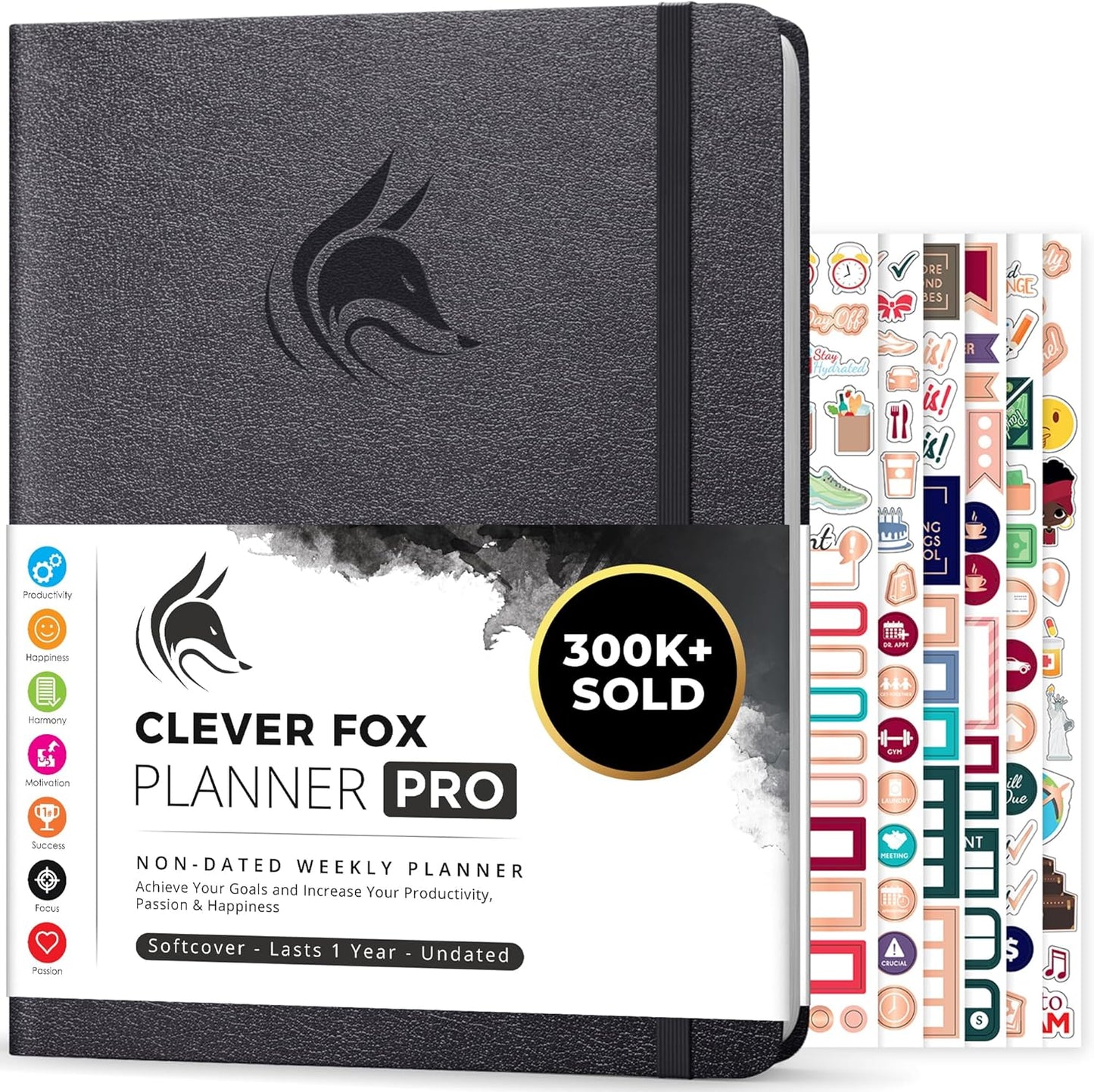 Clever Fox Planner PRO – Weekly & Monthly Life Planner to Increase Productivity, Time Management and Hit Your Goals, 8.5x11″ (Silver Black)