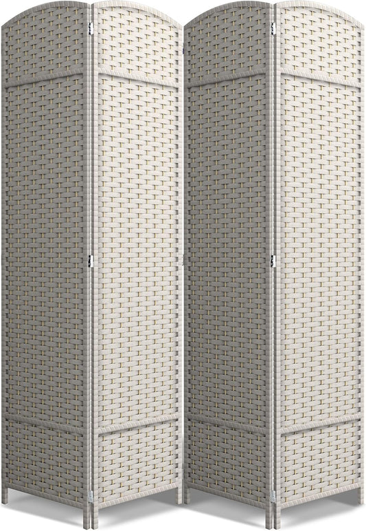 Sorbus 4 Panel Room Divider 6 ft. Tall - Privacy Screen, Extra Wide Double Hinged Panels, Mesh Hand-Woven Design, Partition Room Dividers and Folding Privacy Screens, Wall Divider for Room Separation