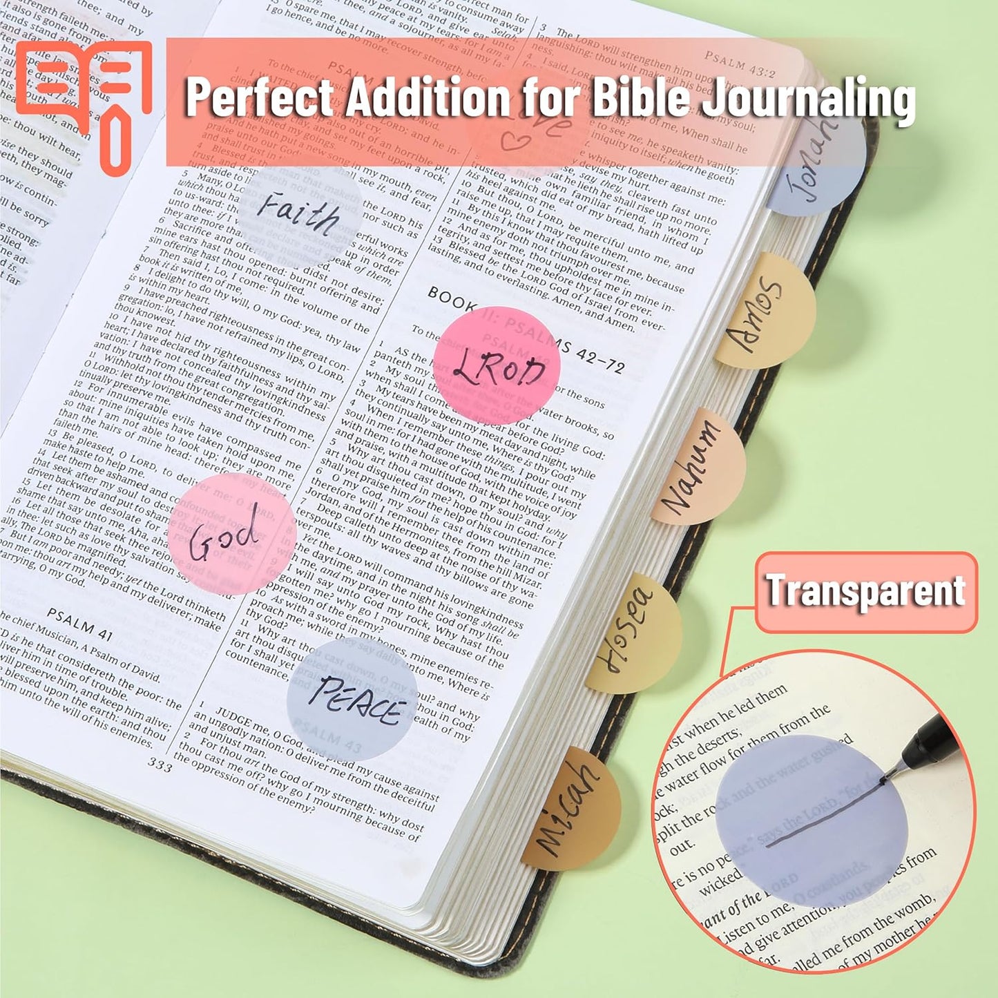 Mr. Pen- Transparent Sticky Note Set, 1120Sheets, Colorful, Round Transparent Sticky Notes Set