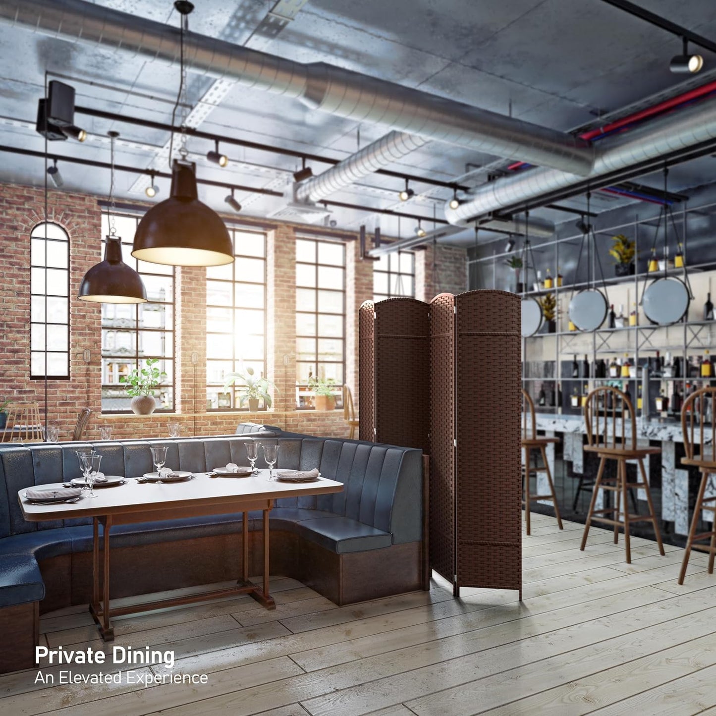 Sorbus 4 Panel Room Divider 6 ft. Tall - Privacy Screen, Extra Wide Double Hinged Panels, Mesh Hand-Woven Design, Partition Room Dividers and Folding Privacy Screens, Wall Divider for Room Separation