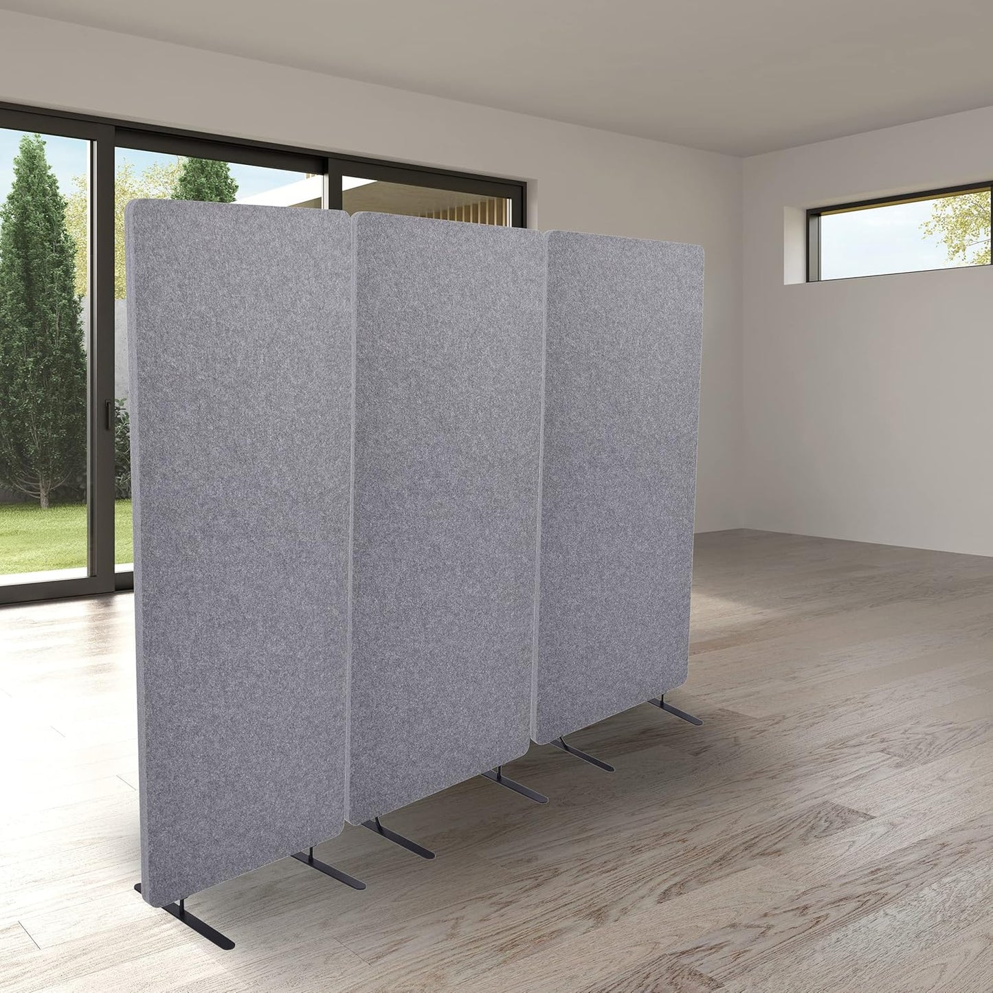 ReFocus™ Raw Freestanding Acoustic Room Divider 3 Pack – Reduce Noise and Visual Distractions with This Lightweight Room Separator (Castle Gray, 24" X 62")