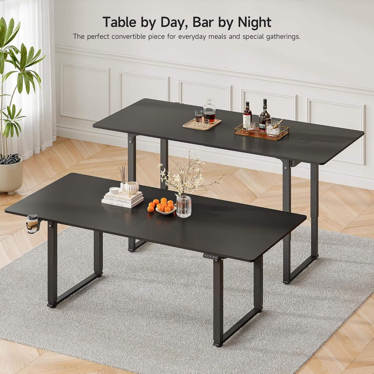 63x30 Inch Adjustable Standing Desk with 4 Legs, Stand up Desk Features a Spacious Rectangular Top, Dual-Motor Lift, and Memory Presets (28-46Inch) for Home Offices or Computer Workstations, Black