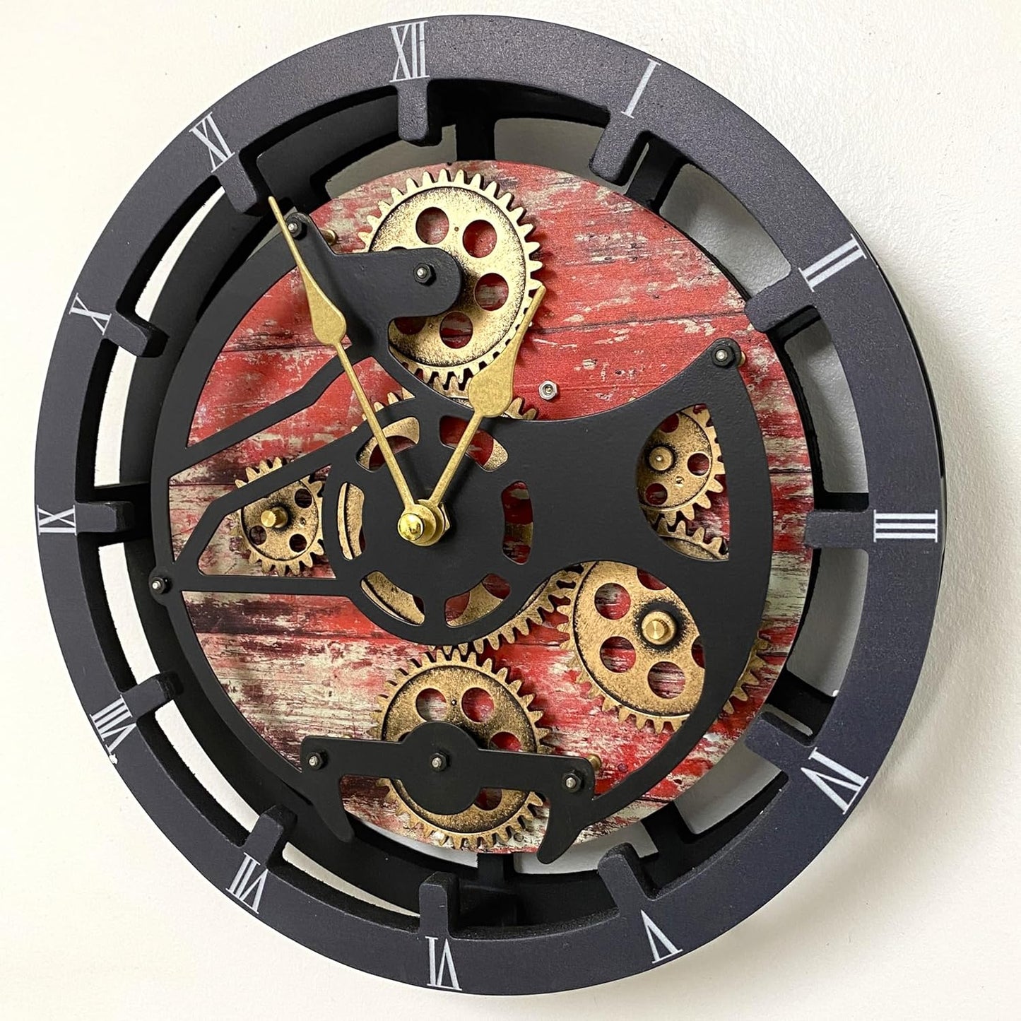 The Gears Clock Desk Clock 10 inches with Real Moving Gears Convertible into Wall Clock (Red Lava)