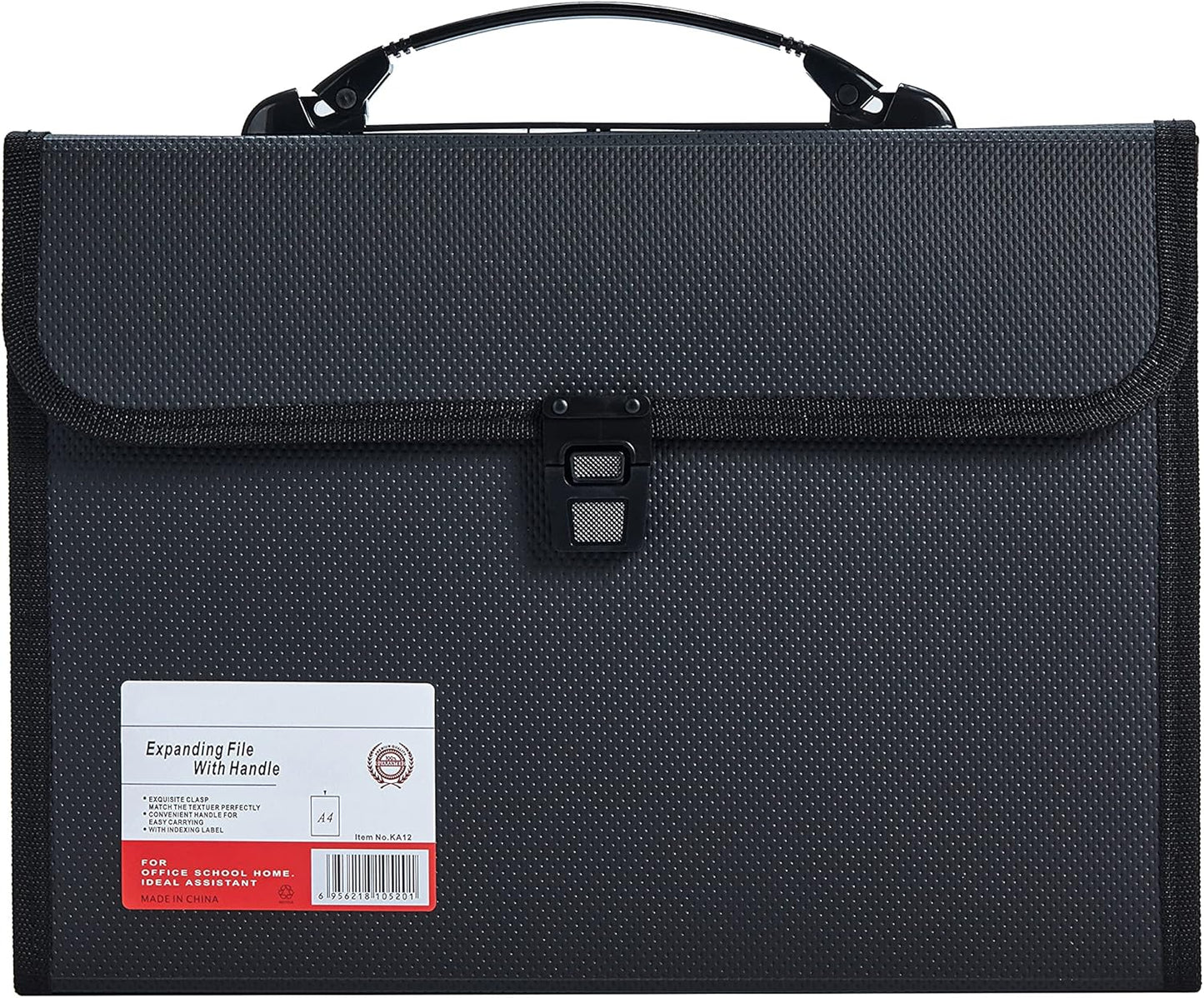 Legal Size 13 Pocket Accordian File Organizer Expanding File Folder for FC A4 Paper, Briefcase File Case with Durable Handle & Buckle Closure for School Home & Business (Black-2)