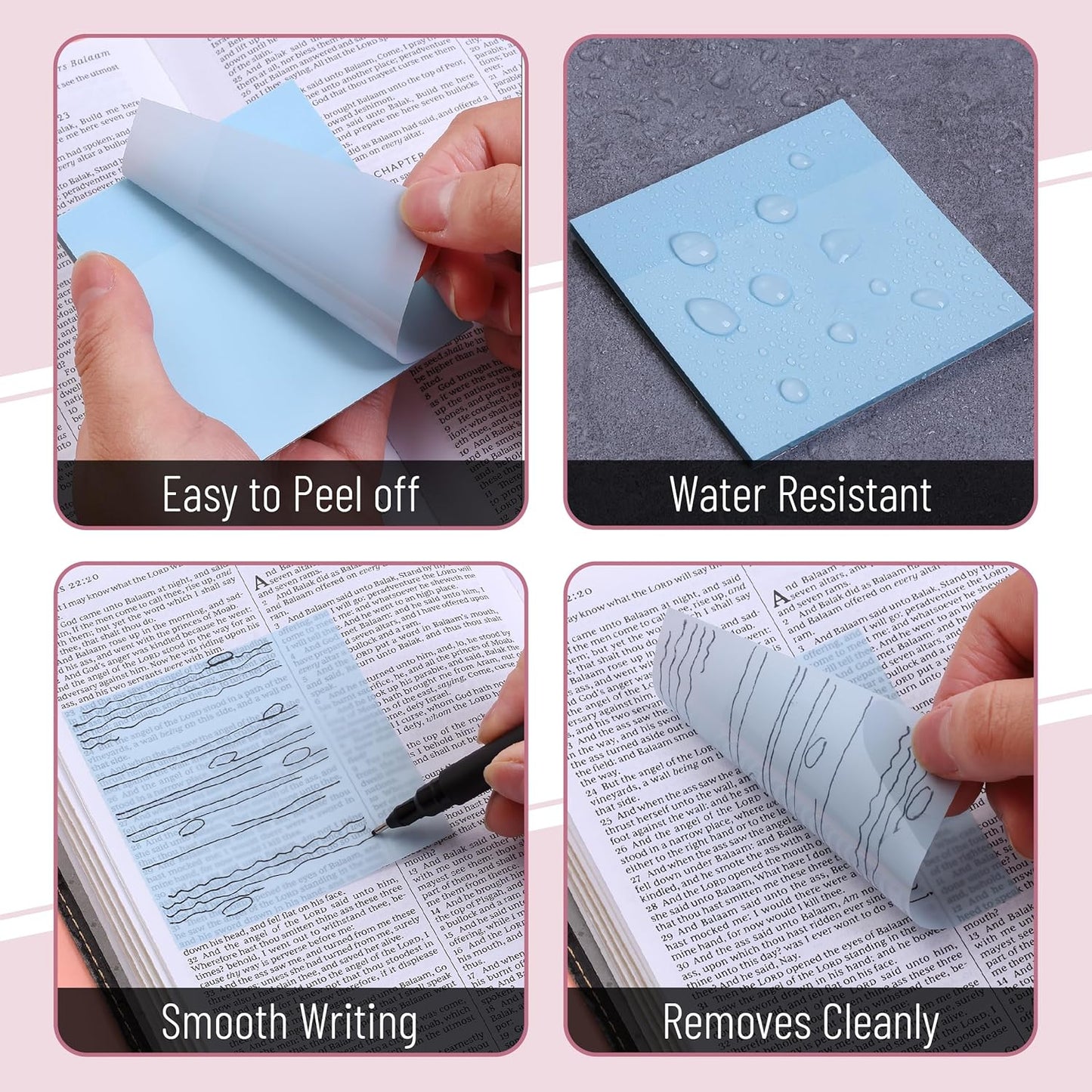 Mr. Pen- Transparent Sticky Notes, 3”x3”, Dreamy Pastel, 12 Pads, 600 Sheets, See Through Sticky Notes