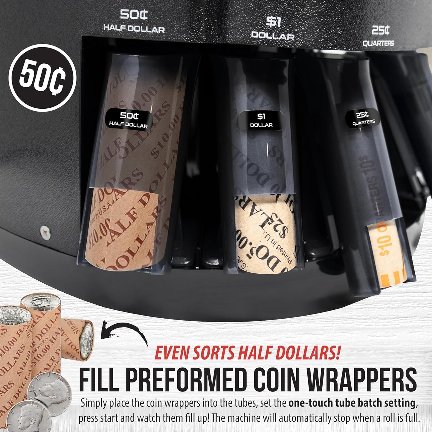 Safetech Viper V395 Coin Counter, Sorter, and Wrapper, Sorts All US Coins Including Half Dollars