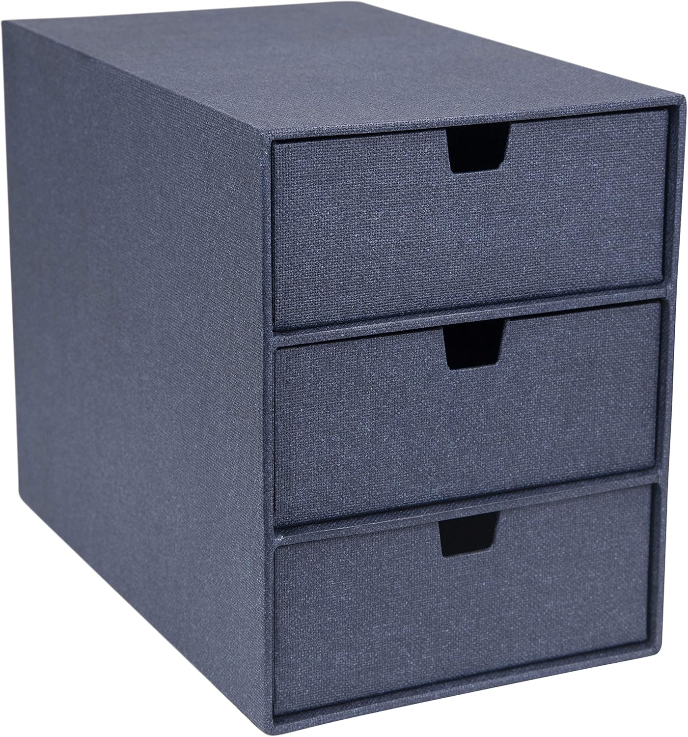 Bigso Box of Sweden Ingrid 3-Drawer Fiberboard Desk Organizer for Office Supplies and Accessories - Stackable Makeup Drawer Organizer - 6.3in x 9.9in x 8.1in - Blue