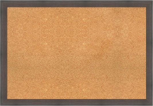 Amanti Art Natural Cork Board for Wall, 27x39 Vision Board with Brown Wood Frame, Large Corkboard Office Decor for Home Organization, Rustic Farmhouse Corkboard Pinboard to display items for home