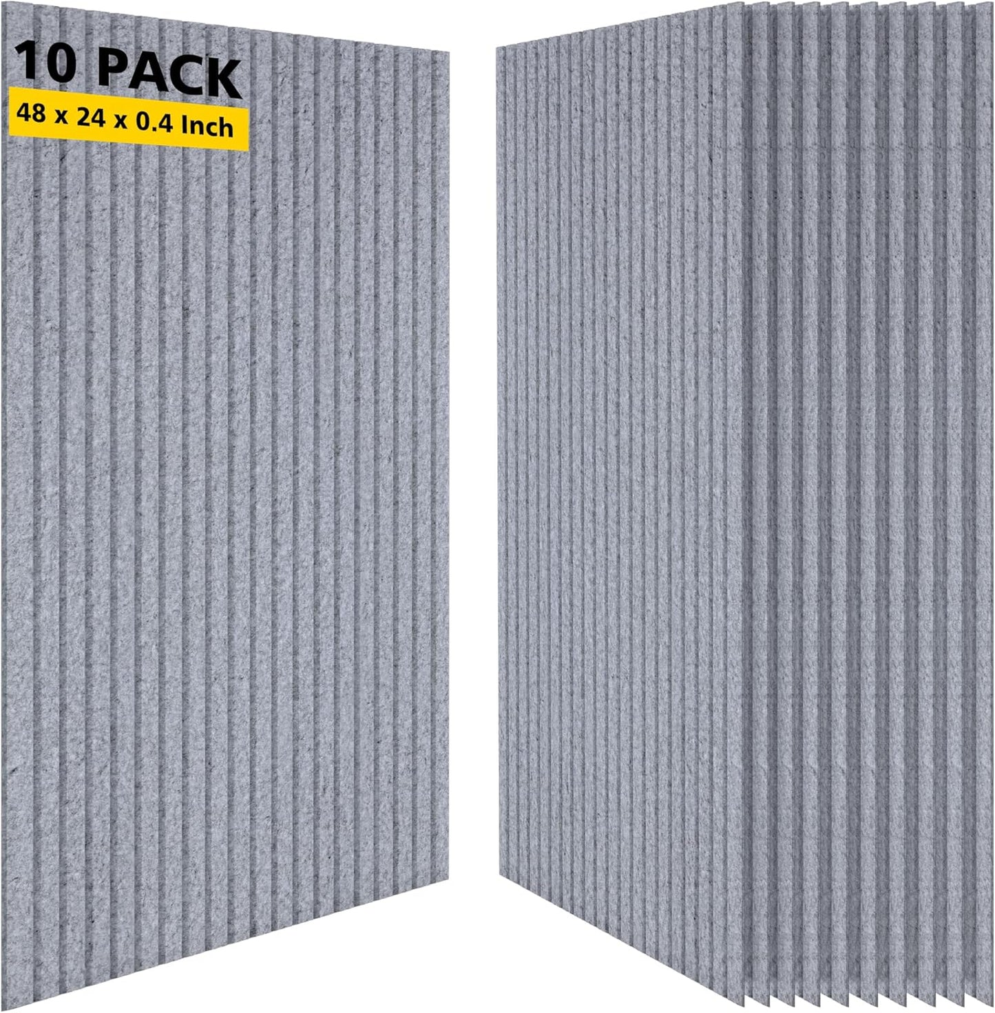 Acoustic Panels,10 Pack Sound Panels Noise Reducing for Walls,48"x24"x0.4" Soundproof Wall Panels,High-Density Acoustic Wall Panels,Decorative Wall Sound Absorbing Panel,Silver Gray