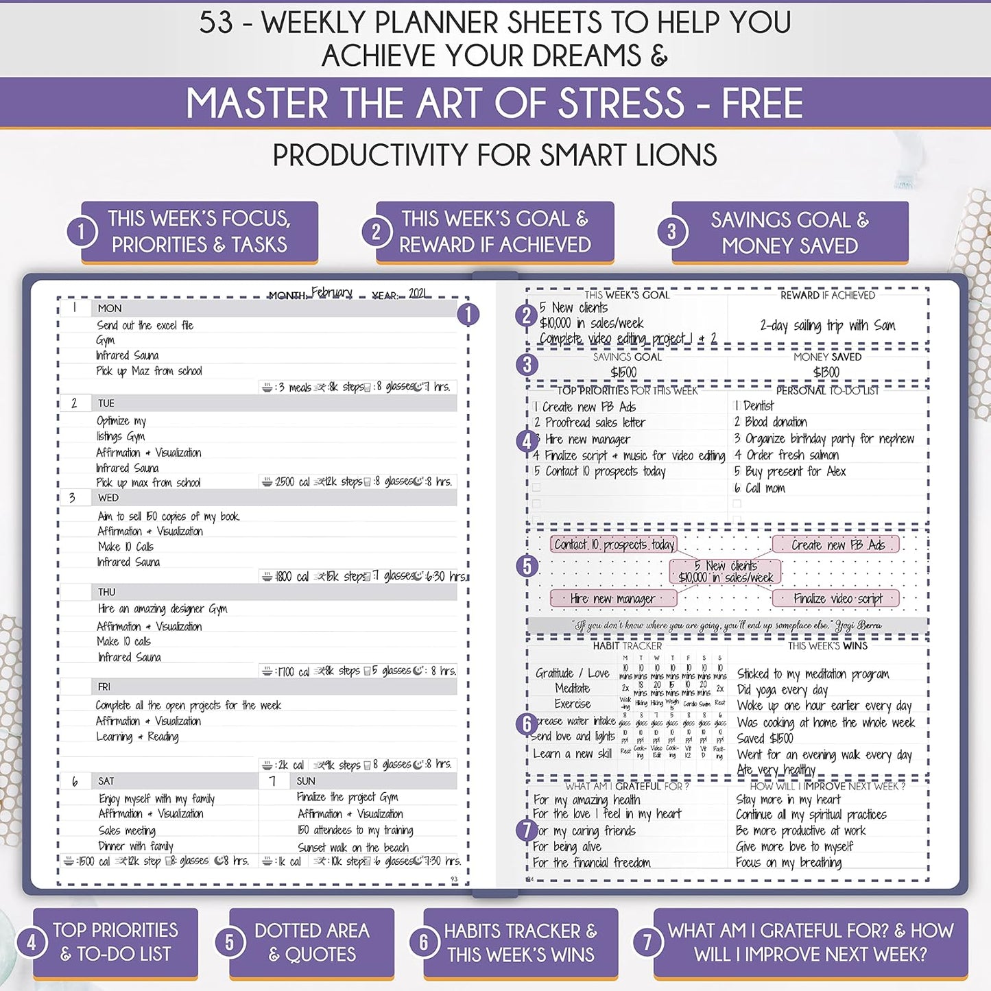Journal for Men- Undated Daily, Weekly & Monthly Planner with Budget Section | A 12 Month Journey to Increase Productivity & Happiness | Life Organizer & Gratitude Journal - Horizontal Format