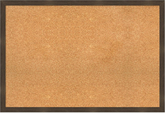 Amanti Art Natural Cork Board for Wall, 26x38 Vision Board with Brown Wood Frame, Large Corkboard Office Decor for Home Organization, Casual Corkboard Pinboard to display items for home organization