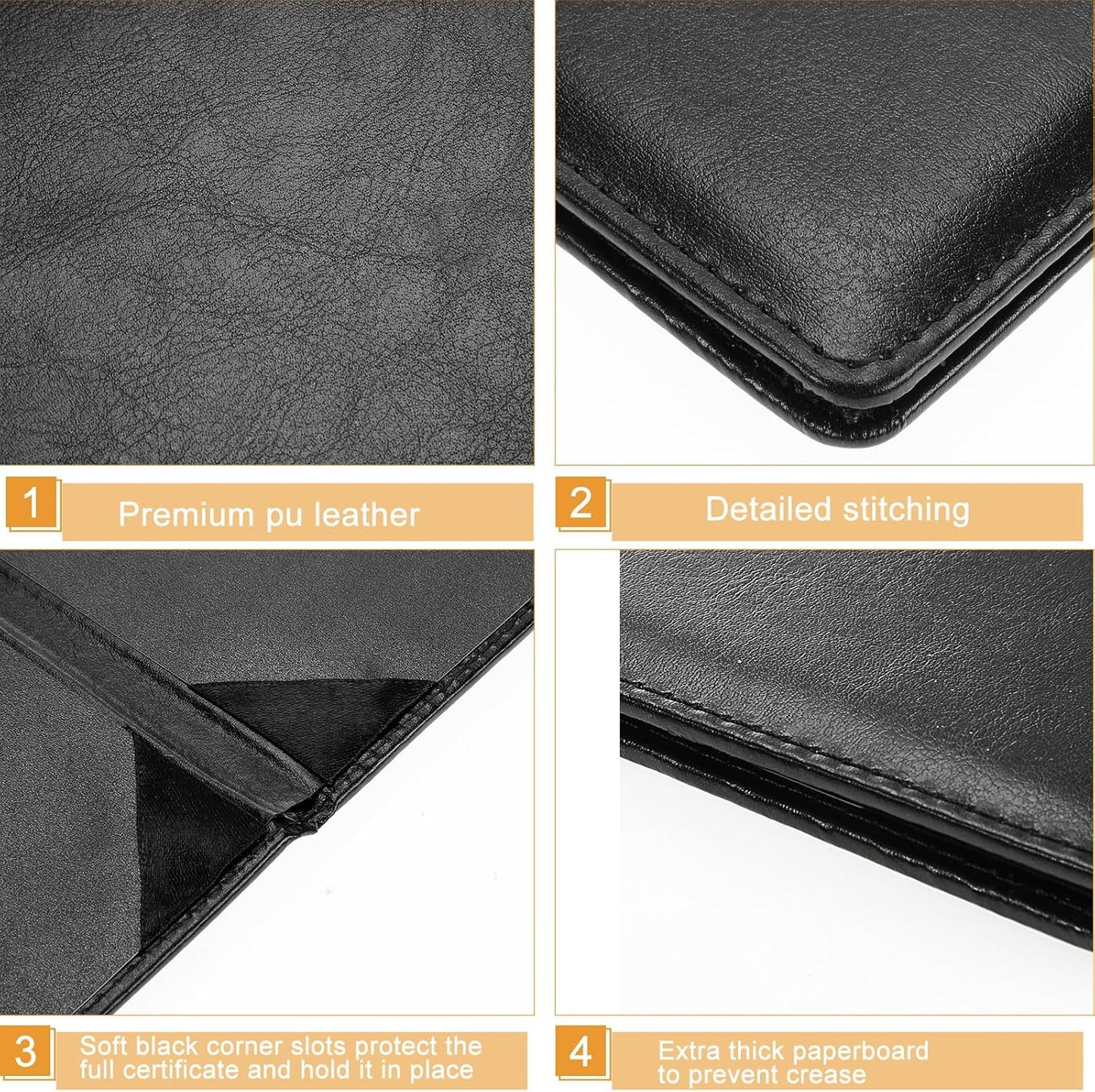 Tenare 30 Pcs Leather Certificate Holder 8.5 x 11 Inch PU Black Red Blue Purple Phd Bachelor Master Diploma Cover Professional Award Folder for Official Graduation Competition Contest Charity (Black)