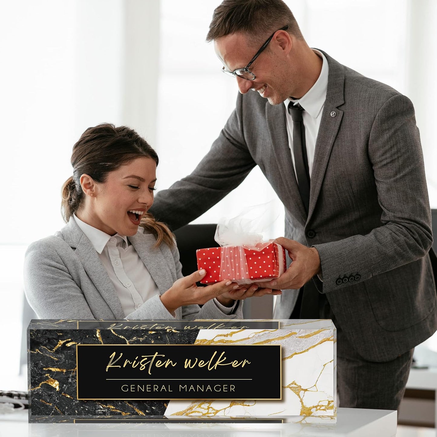 Desk Name Plate Personalized | Custom Name Plates for Desks | Office Gifts for Coworkers, Boss, Employee, Teacher, Social Worker | Office Desk Decor - (8" x 2.5")-Design 4