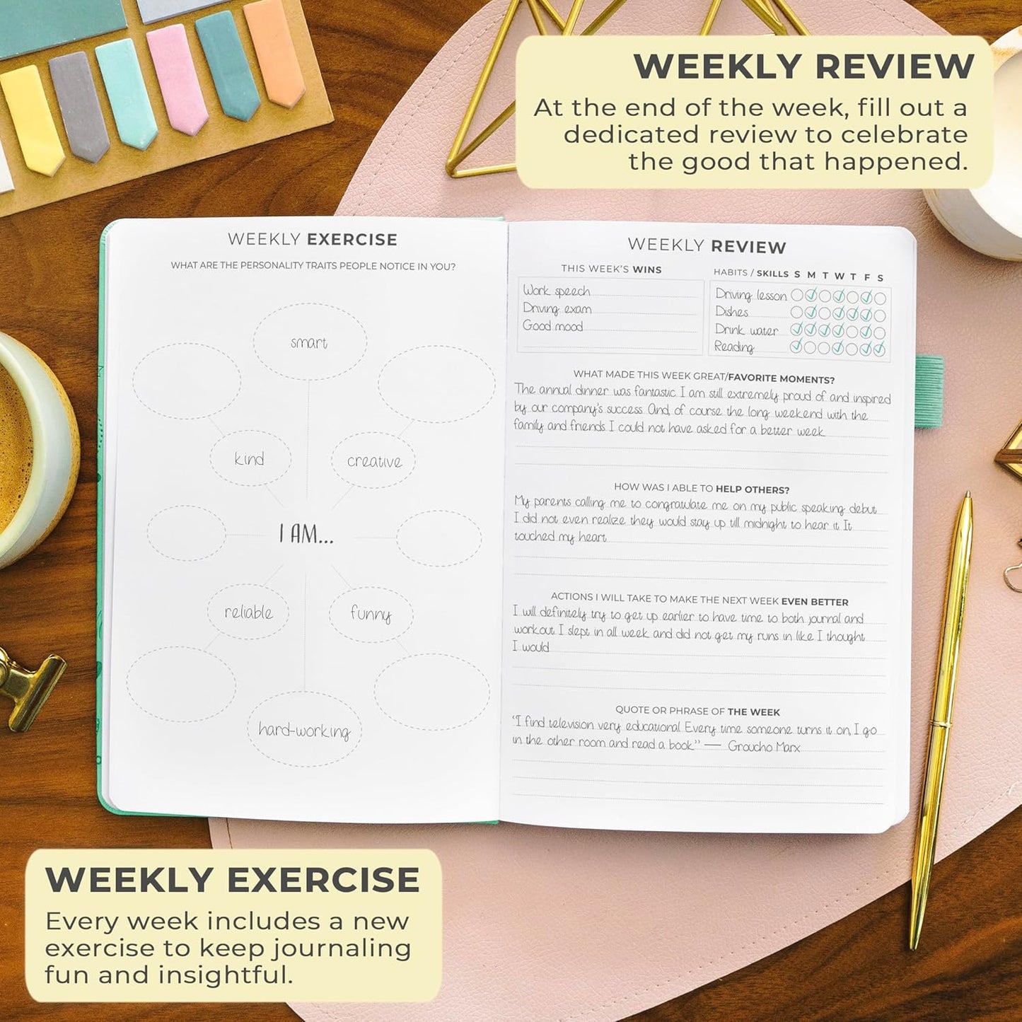 Clever Fox Gratitude Journal – Happiness, Positivity & Affirmation Daily Journal – Inspirational Daily Notebook – 3 Months, A5 (Mint)