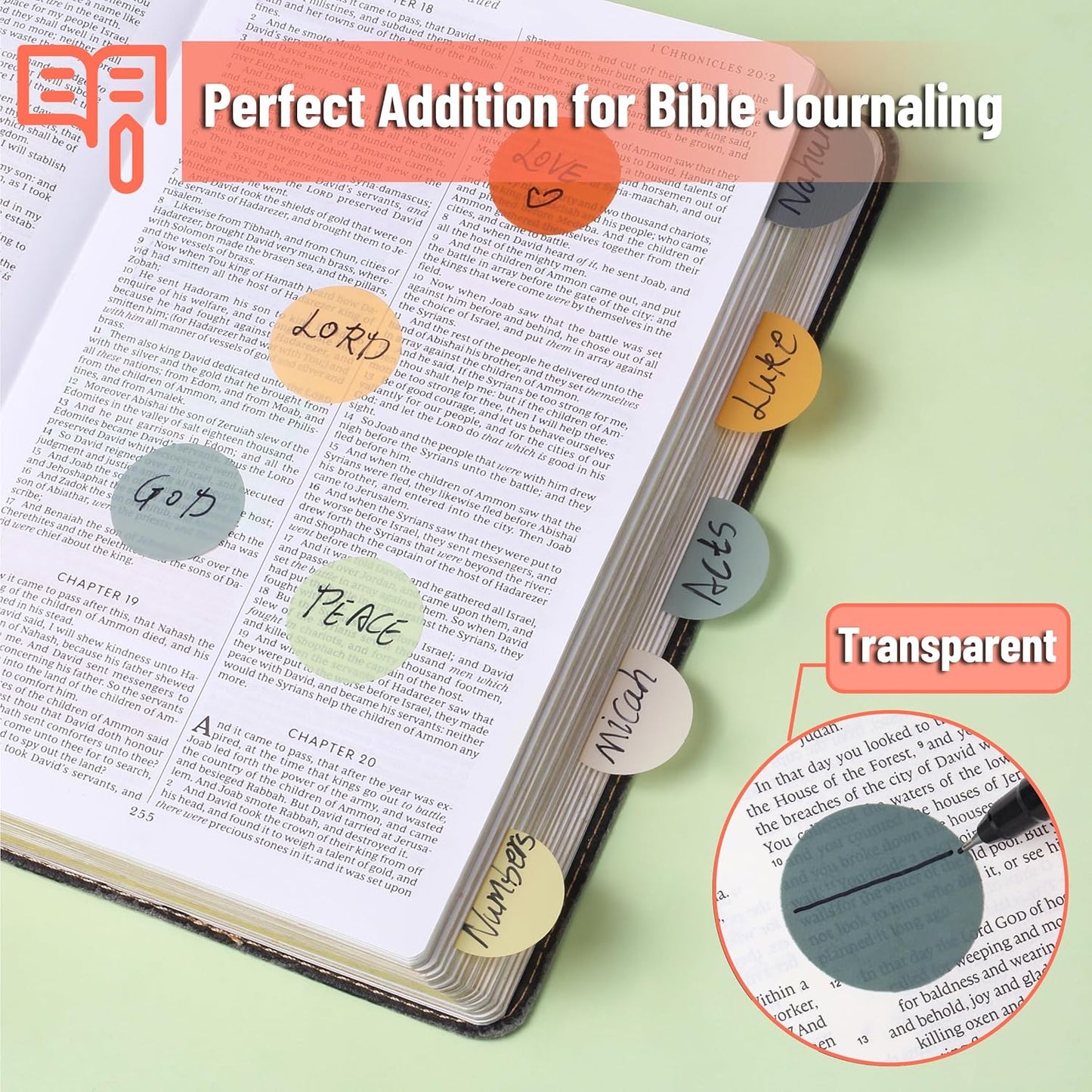 Mr. Pen- Transparent Sticky Note Set, 1120 Sheets, Colorful, Round Transparent Sticky Notes Set