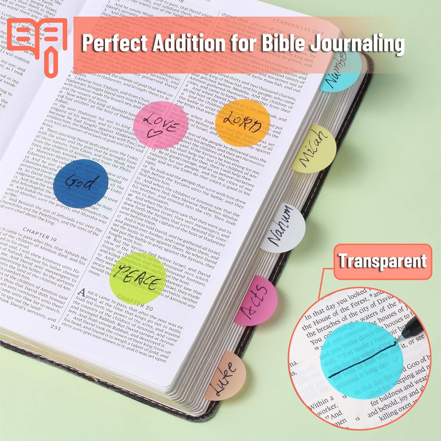 Mr. Pen- Transparent Sticky Note Set, 1120 Sheets, Colorful, Round Transparent Sticky Notes Set