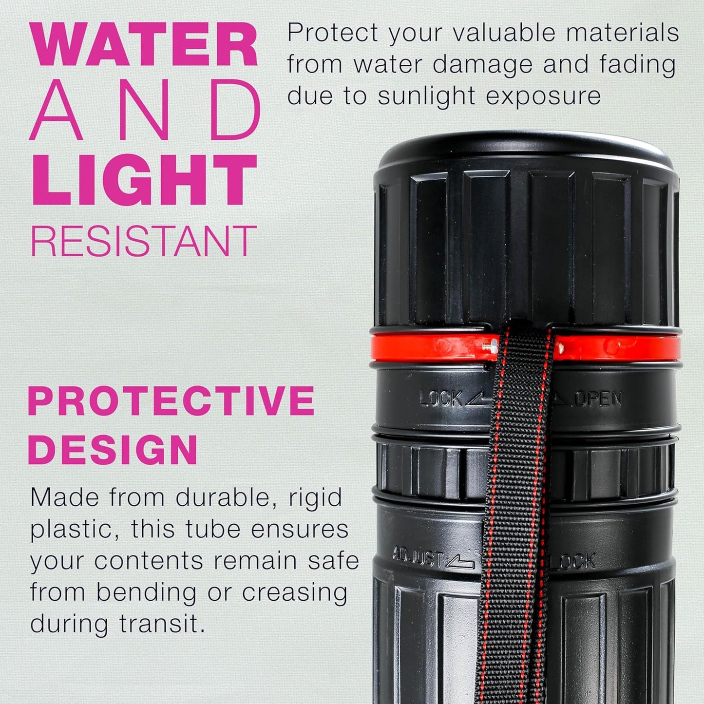 U.S. Art Supply Large Poster Tube - Telescoping Adjustable 30-1/4" to 47-3/4" - Durable 4-7/8" Diameter Storage Tube - Art Poster Carrier Holder & Blueprint Storage Drafting Tube Travel & Protection