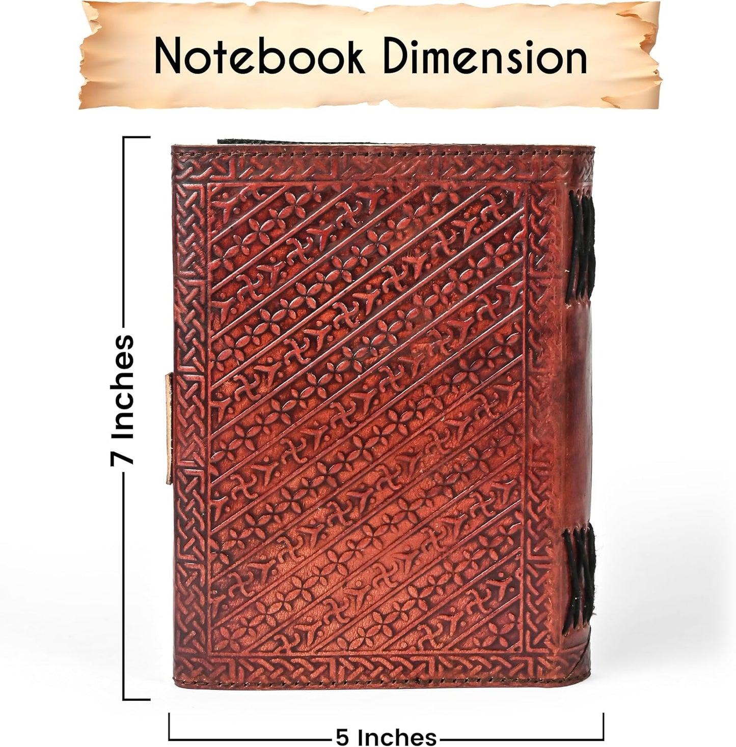 Aesthestic Wolf Embossed Vintage Leather Journal with Antique Clasp Lock – 200 White Page Antique Deckle Edge Leather Bound Notebook – 5"X7" Aesthetic Grimoire, Journal for Writing, Home, Office