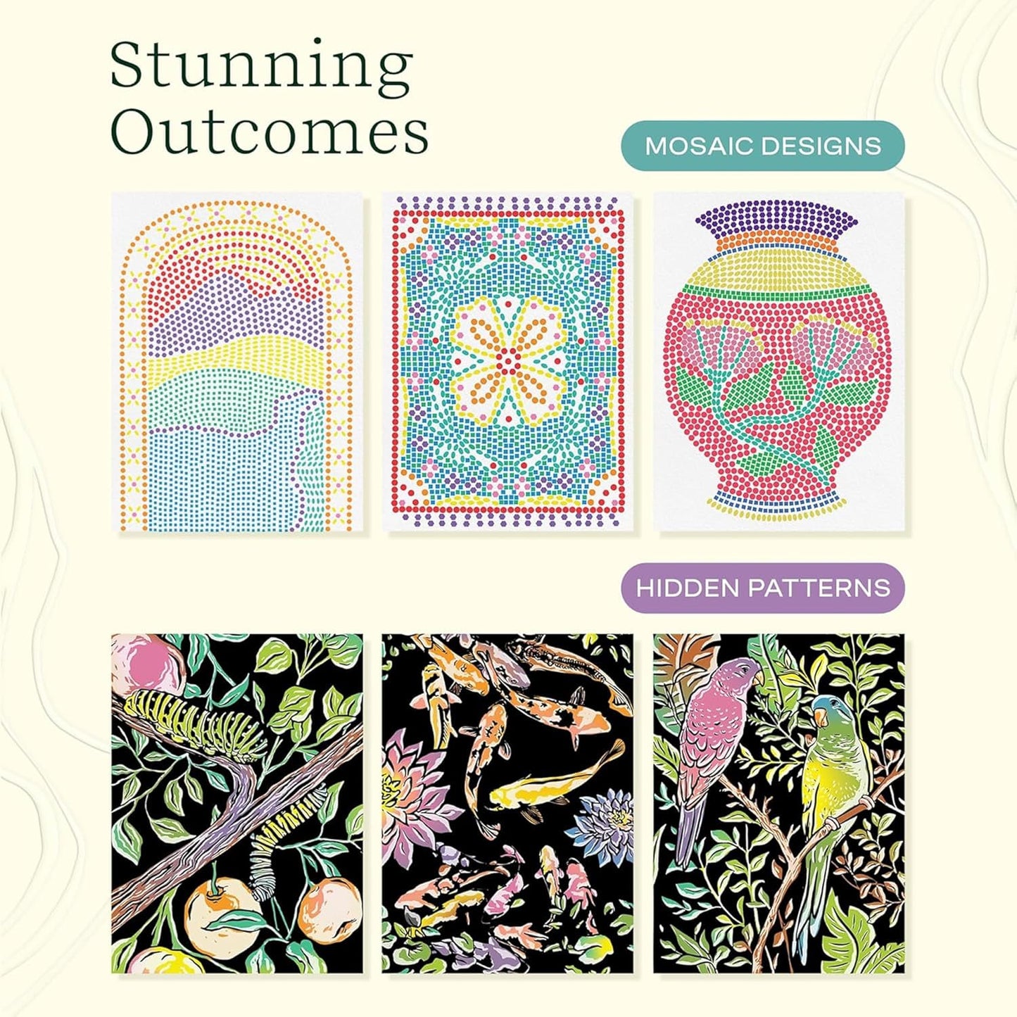 Lifelines FlowArt Activity Pad, 2-Pack - Guided Art Meditations with Markers - Mediterranean Mosaic Designs & Animal Hidden Patterns - Coloring Books for Teens, Adults & Seniors